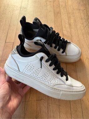 P448 Sohosocks Sneakers White & Black Lace Up Lowtops Cement 39